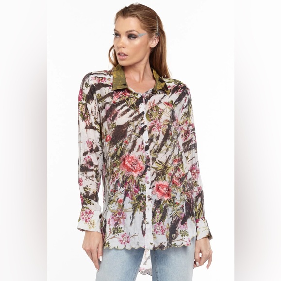 Aratta Silent Journey Tops - Aratta Silent Journey Meant To Keep Shirt Tunic Women’s Size Medium FLAWED